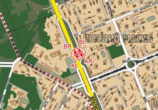 Схема рекламної площини за адресою Братиславская ул., 34