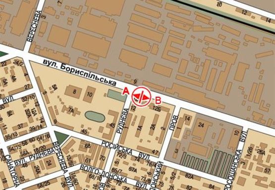 Схема рекламної площини за адресою Бориспольская ул., 12б