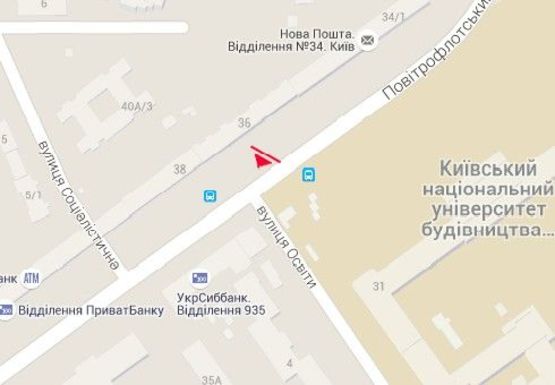 Схема рекламної площини за адресою Воздухофлотский пр., 38