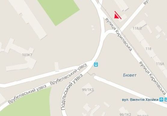 Схема рекламной плоскости по адресу Кирилловская ул. (бывш. Фрунзе ул.) - Тульчинская ул.