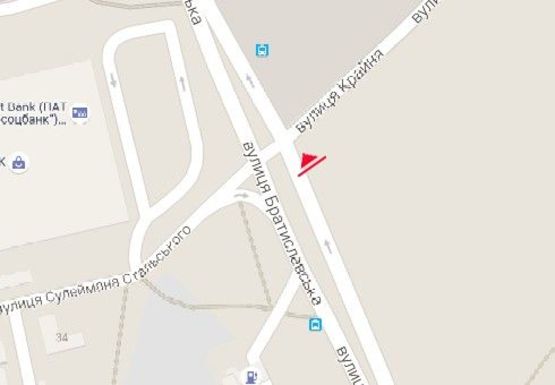 Схема рекламної площини за адресою Братиславская ул. - Крайняя ул.