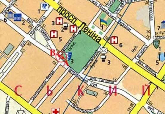 Схема рекламної площини за адресою Центральный б-р. - Патриотическая ул., Правды ул.