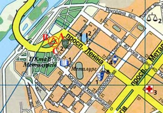 Схема рекламної площини за адресою Соборный пр. -  Богдана Хмельницкого ул.