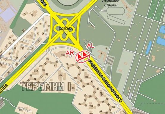 Схема рекламной плоскости по адресу Академика Заболотного ул., 12 Схема рекламной плоскости по адресу Академика Заболотного ул., 12