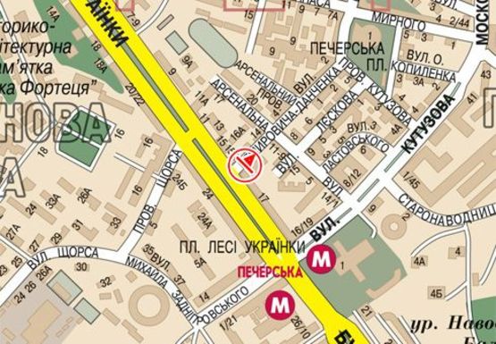 Схема рекламної площини за адресою Немировича-Данченко ул., 5, перед выездом на Леси Украинки б-р (BackLit)