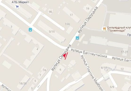 Схема рекламної площини за адресою Овручcкая ул. - Багговутовская ул.