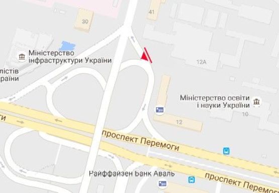 Схема рекламної площини за адресою Победы пр., 12, съезд с Воздухофлотского моста