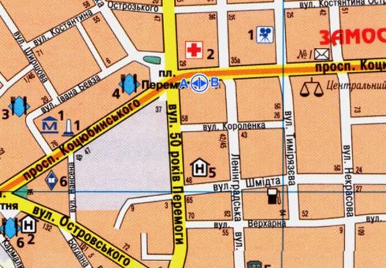 Схема рекламної площини за адресою Коцюбинского ул., 33А