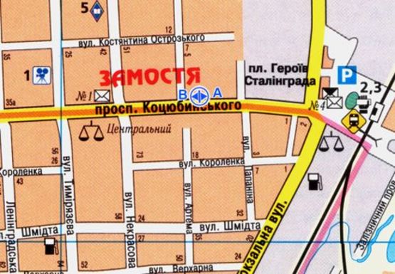 Схема рекламної площини за адресою Коцюбинского ул., 18