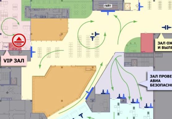 Схема рекламной плоскости по адресу Бизнес-зал, 2 этаж (Терминал А)