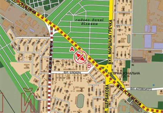 Схема рекламної площини за адресою Стеценко ул., 300м от Туполева ул.