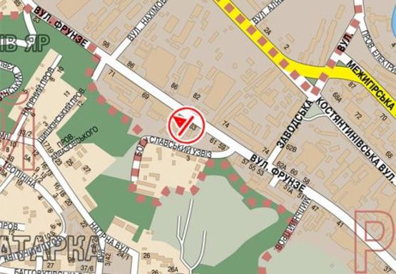 Схема рекламной плоскости по адресу Кирилловская ул., 65 (бывш. Фрунзе ул.)