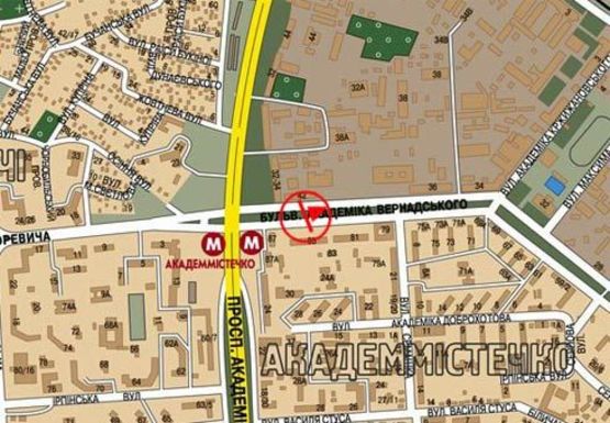 Схема рекламної площини за адресою Вернадского б-р, 100м до Палладина пр.