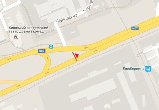 Схема рекламної площини за адресою Броварской пр. - Шептицкого ул. (бывш. Луначарского ул.)