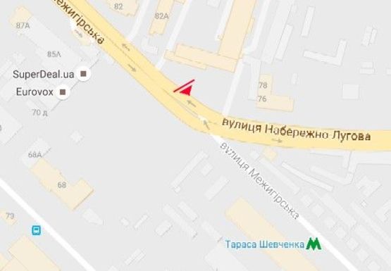 Схема рекламної площини за адресою Межигорская ул., 82а