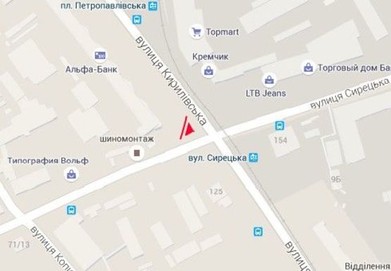 Схема рекламної площини за адресою Кирилловская ул., 127 (бывш. Фрунзе ул.)