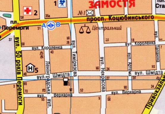 Схема рекламной плоскости по адресу Коцюбинского ул., 29 - Александра Довженко ул.