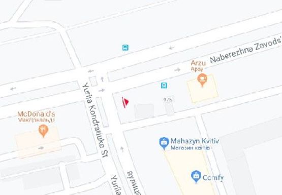 Схема рекламной плоскости по адресу Заводская Набережная ул. - Юрия Кондратюка ул.