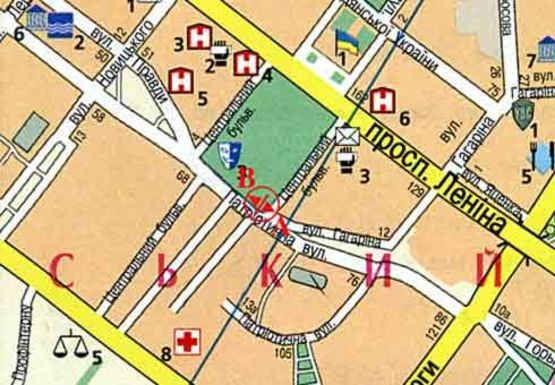 Схема рекламной плоскости по адресу Центральный б-р. - Патриотическая ул., Гагарина ул.