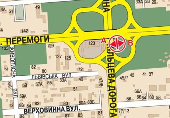 Схема рекламной плоскости по адресу Победы пр. - Палладина ул.