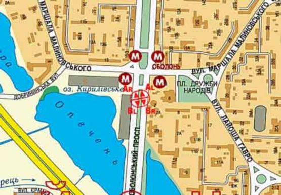 Схема рекламної площини за адресою Оболонский пр., 300 м до Малиновского пр.