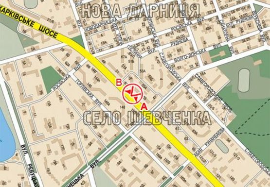 Схема рекламної площини за адресою Харьковское шоссе, 55 Схема рекламної площини за адресою Харьковское шоссе, 55