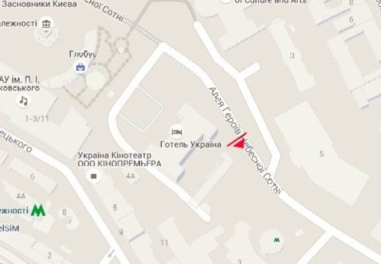 Схема рекламной плоскости по адресу Институтская ул., возле метро "Хрещатик" (справа)