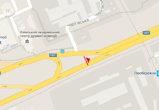 Схема рекламной плоскости по адресу Броварской пр. - Шептицкого ул. (бывш. Луначарского ул.)