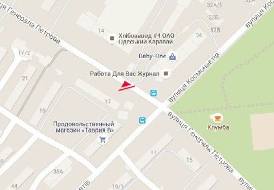 Схема рекламной плоскости по адресу Генерала Петрова ул., 17 - Космонавтов ул.