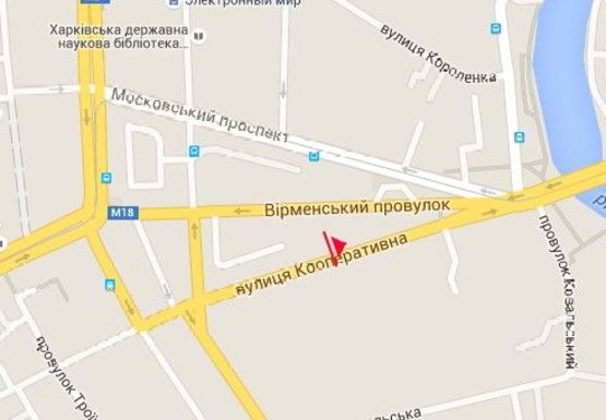 Схема рекламної площини за адресою Кооперативная ул., 20 (напротив)