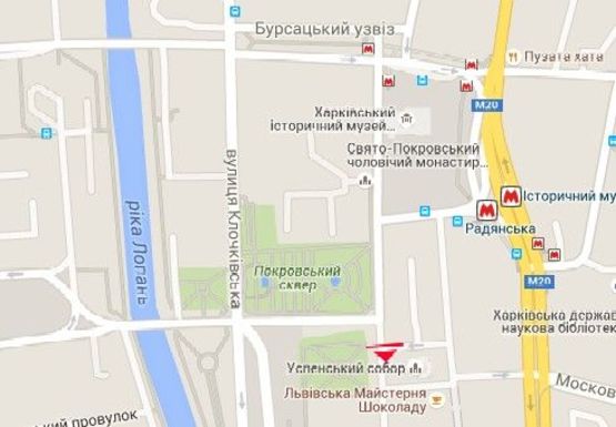 Схема рекламної площини за адресою Университетская ул. - Соборный спуск (напротив)