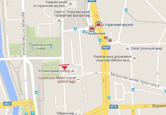 Схема рекламної площини за адресою Университетская ул. - Соборный спуск (напротив)