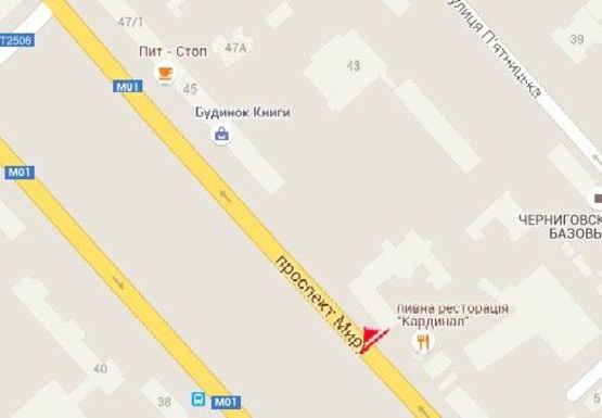 Схема рекламної площини за адресою Мира пр., 41, Центральная библиотека №1