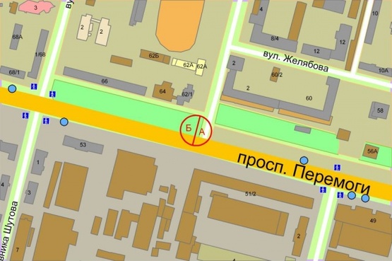 Схема рекламної площини за адресою Победы проспект, 66/Софьи Перовской
