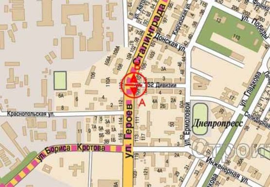 Схема рекламной плоскости по адресу Богдана Хмельницкого пр. - 152-й  дивизии ул.