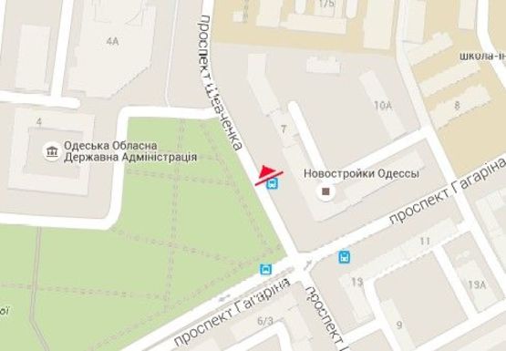 Схема рекламної площини за адресою Шевченко пр., 6/2 - Гагарина пр.,  (остановка)