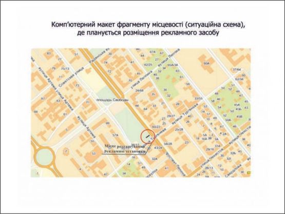 Схема рекламной плоскости по адресу пр. Собрный - ул. Тургенева, щит