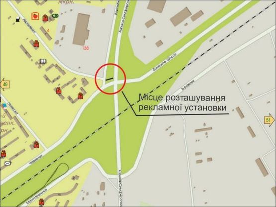 Схема рекламної площини за адресою ул. Авраменко - ул. Воронина правый