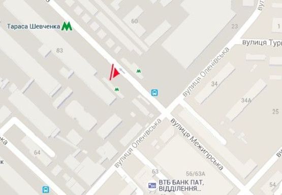 Схема рекламної площини за адресою Межигорская ул., ст.м. Тараса Шевченка