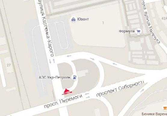 Схема рекламной плоскости по адресу Карпенка-Карого ул., перед мостом, со стороны рынка