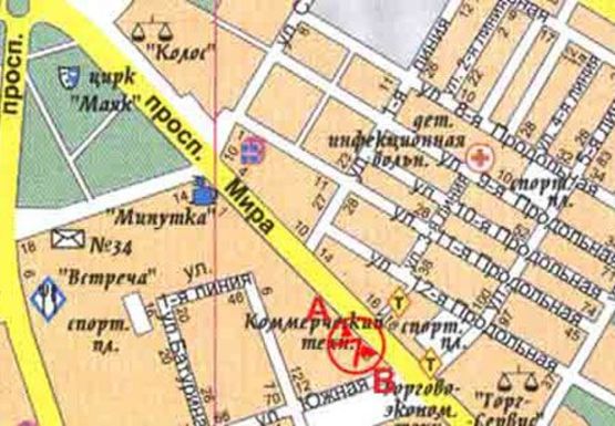 Схема рекламной плоскости по адресу Мира, 13 пр.