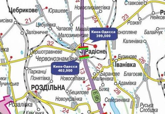 Схема рекламної площини за адресою Трасса M-05, Киев-Одесса, 399,500