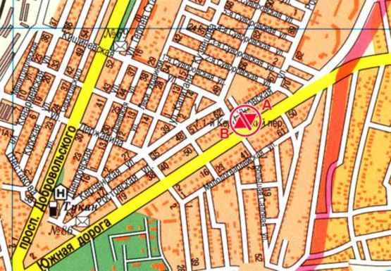 Схема рекламної площини за адресою Южная дорога, 69