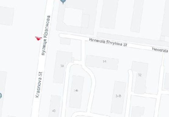 Схема рекламной плоскости по адресу Краснова, 34 ул. - Генерала Швигина ул.