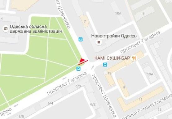 Схема рекламної площини за адресою Шевченко пр., 4 - Гагарина пр.