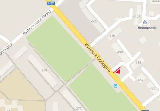 Схема рекламної площини за адресою Соборная ул., напротив супермаркета "Наш край"