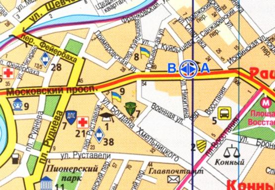 Схема рекламной плоскости по адресу Московский пр., 93 (остановка)