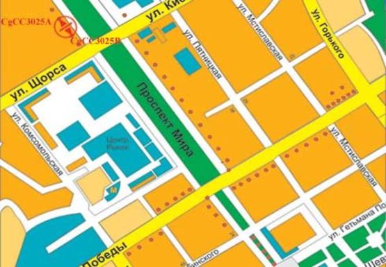 Схема рекламной плоскости по адресу Мира пр., 3-я поликлиника - 2