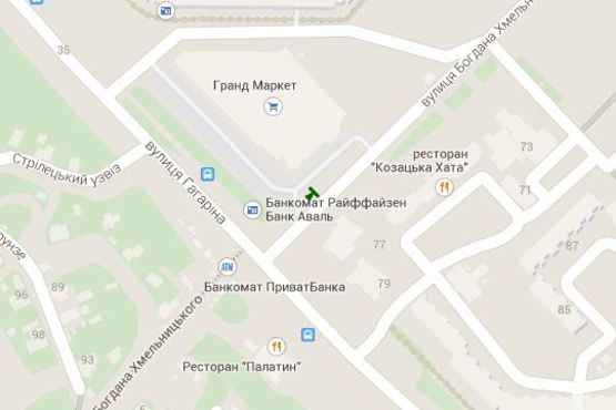 Схема рекламной плоскости по адресу Гагаріна вул., 55/1 - Богдана Хмельницького вул., (№1)