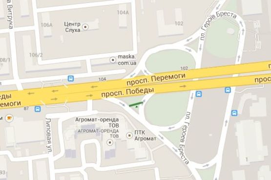 Схема рекламної площини за адресою Перемоги просп., : ст. метро "Святошин", розподільник перед мостом (виїзд на просп. Перемоги ) Схема рекламної площини за адресою Перемоги просп., : ст. метро "Святошин", розподільник перед мостом (виїзд на просп. Перемоги )